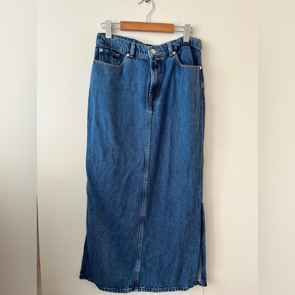 7 For All Mankind DENIM MIDI SKIRT IN BLUENOTE size 28 - Picture 6 of 16